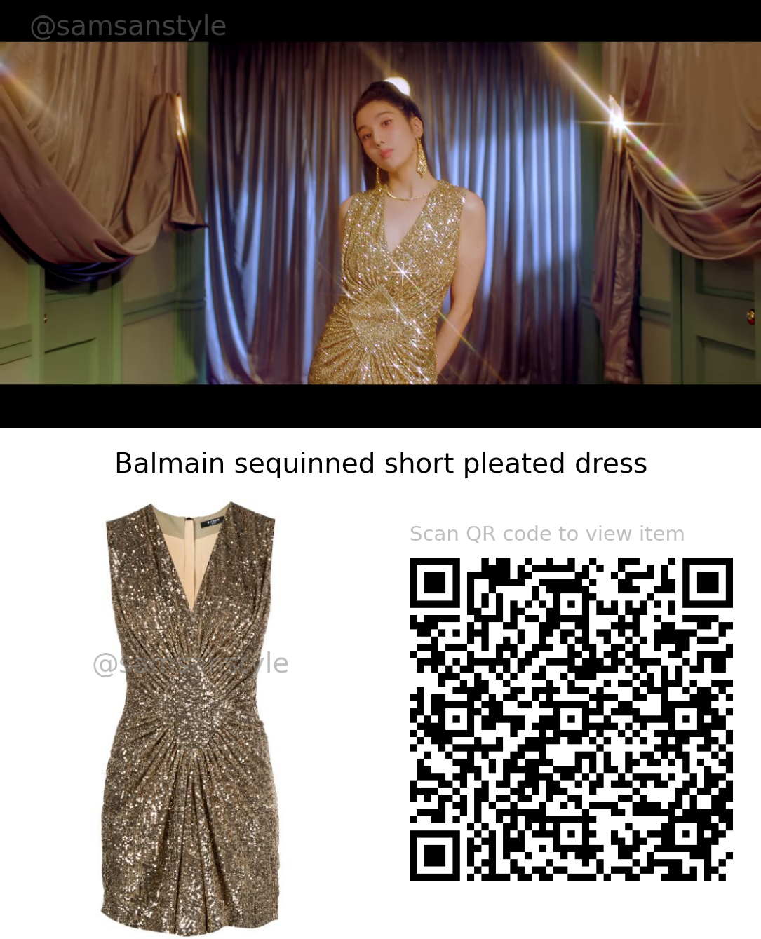KWON EUN BI Door / Balmain sequinned short pleated dress