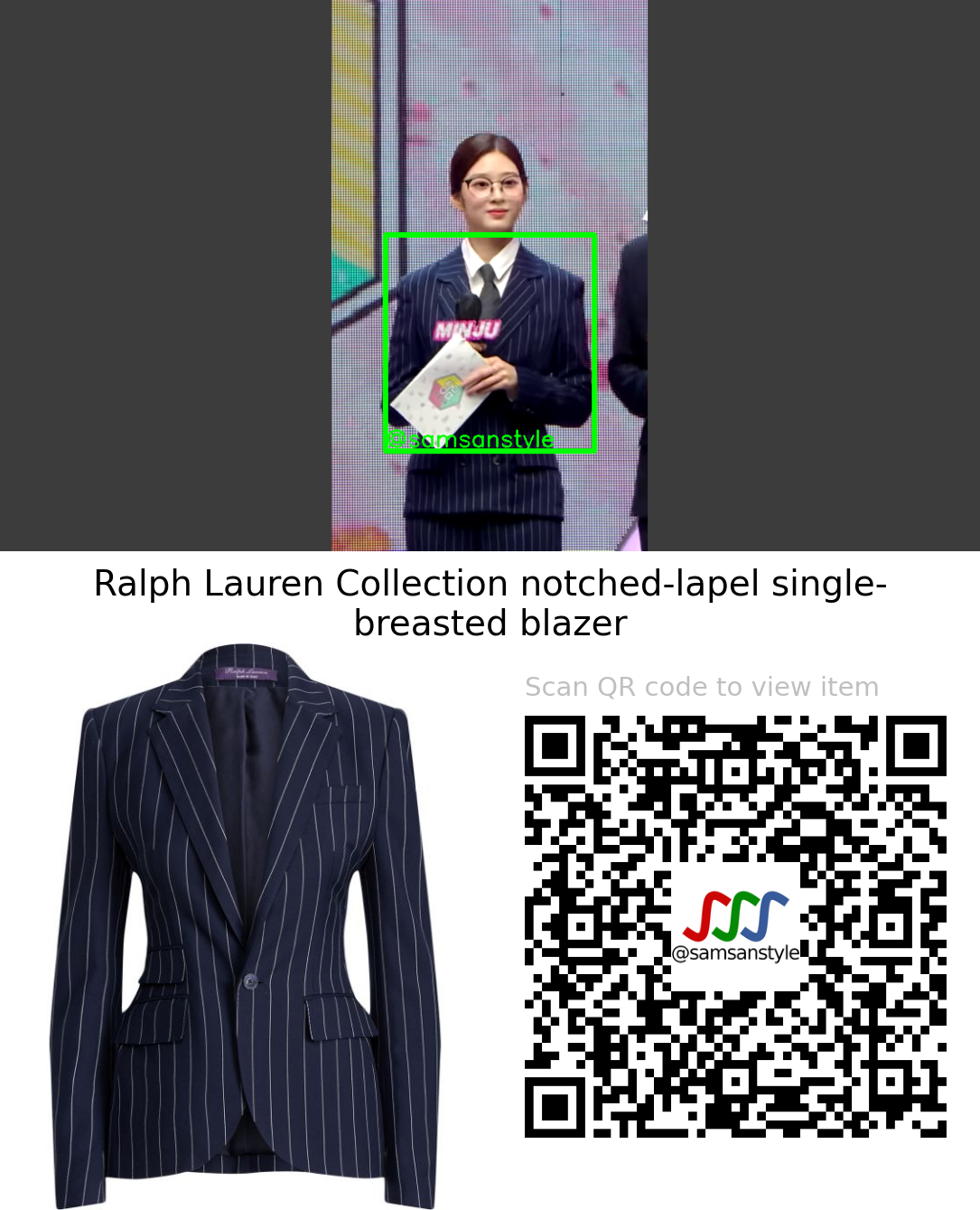 Kim Min Ju | MC’ing MBC Show! Music Core | Ralph Lauren Collection notched-lapel single-breasted blazer