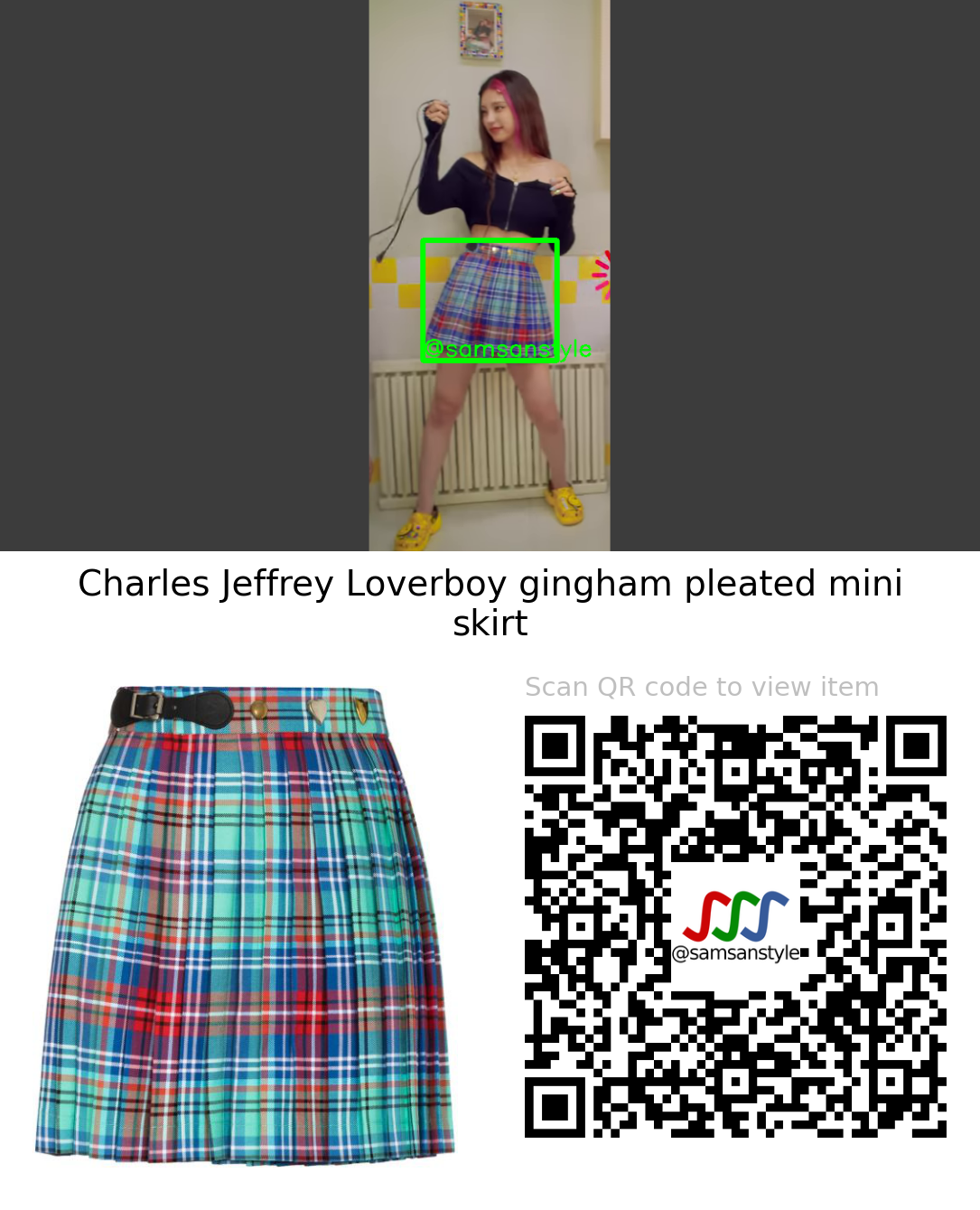 ITZY Yeji | Swipe MV | Charles Jeffrey Loverboy gingham pleated mini skirt
