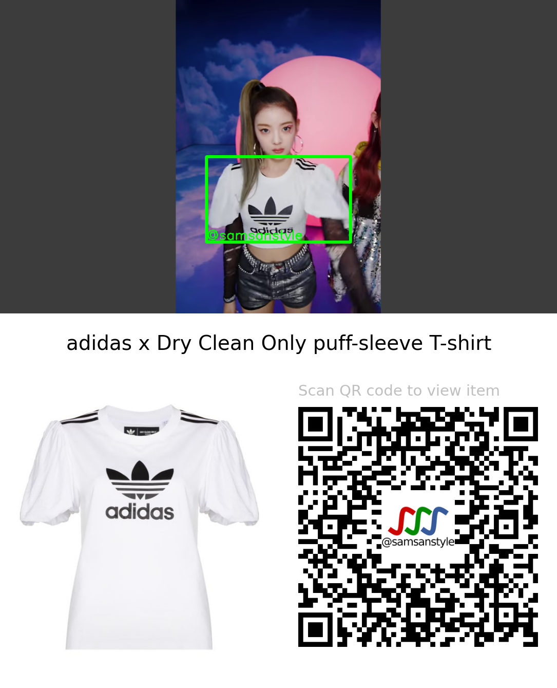 ITZY Lia | Swipe MV | adidas x Dry Clean Only puff-sleeve T-shirt