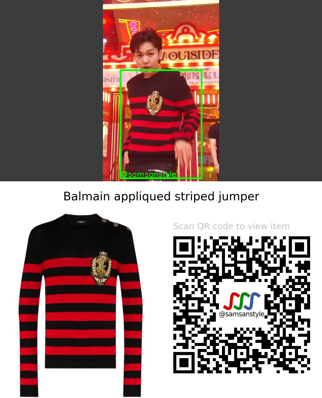 BTOB Changsub | Outsider SBS Inkigayo | Balmain appliqued striped jumper