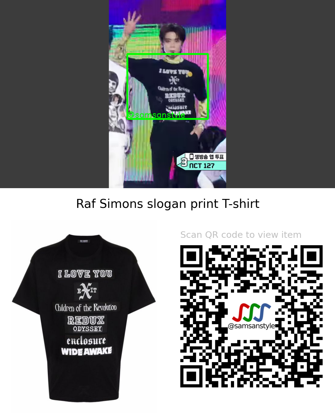 NCT 127 Jaehyun | Sticker MBC Show! Music Core | Raf Simons slogan print T-shirt