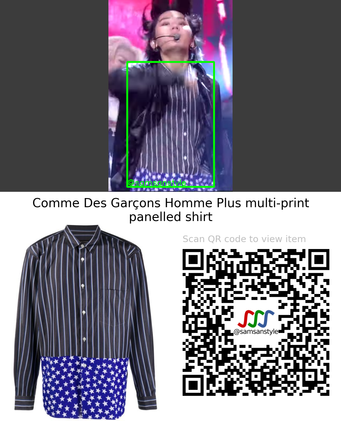 T1419 Sian | Flex KBS Music Bank | Comme Des Garcons Homme Plus multi-print panelled shirt