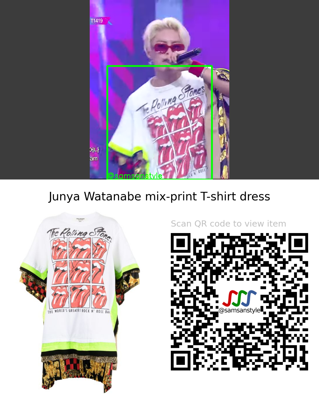 T1419 Noa | Flex KBS Music Bank | Junya Watanabe mix-print T-shirt dress
