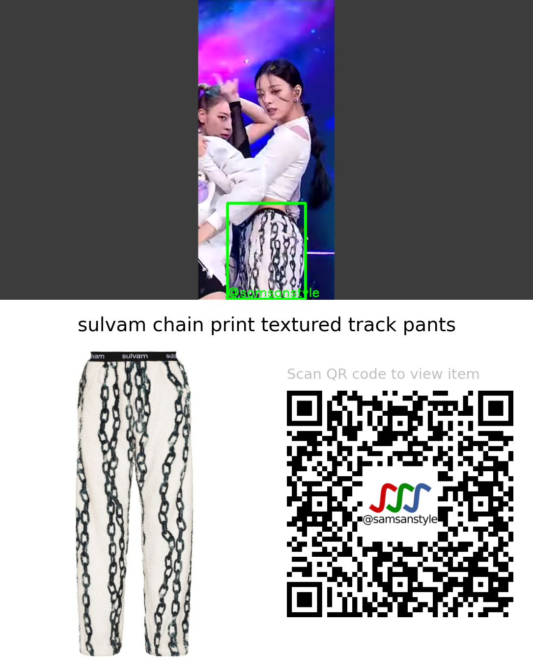 ITZY Yuna | Swipe Mnet M Countdown | sulvam chain print textured track pants