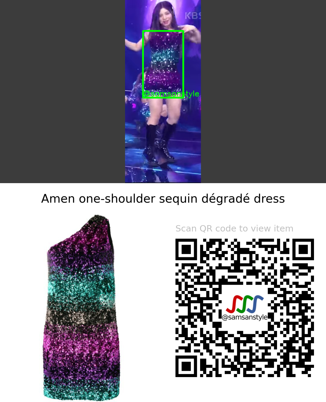 TRI.BE Jinha | Would You Run KBS Music Bank | Amen one-shoulder sequin dégradé dress