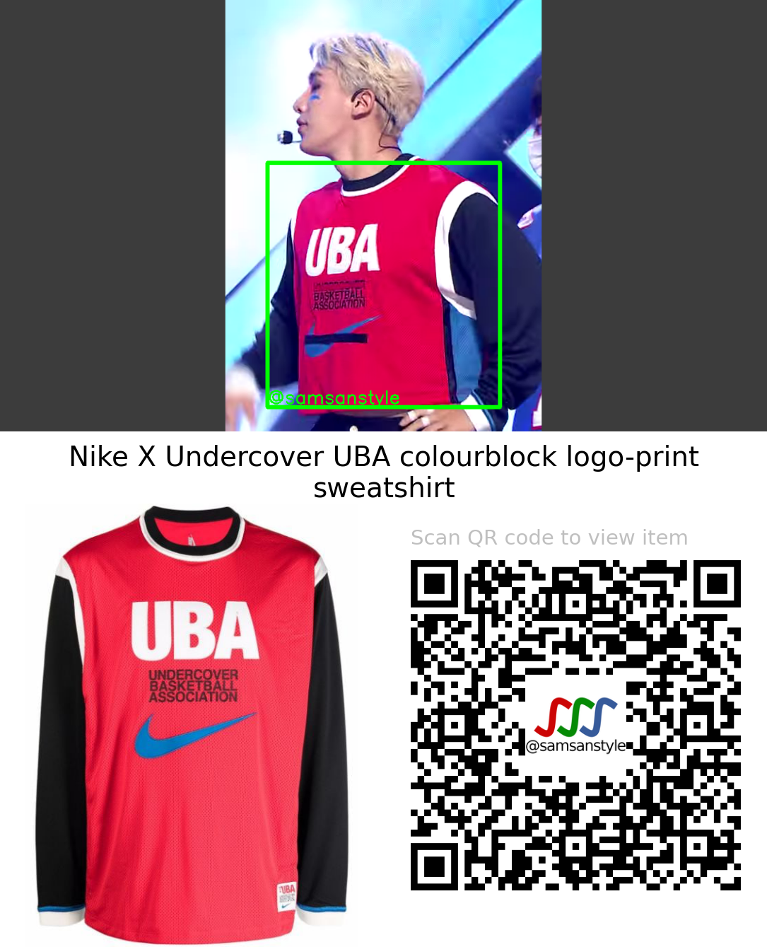 Wonho | Blue MBC M Show Champion | Nike X Undercover UBA colourblock logo-print sweatshirt