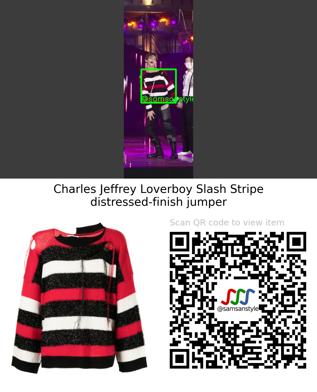 BamBam | riBBon 2021 Asia Song Festival | Charles Jeffrey Loverboy Slash Stripe distressed-finish jumper