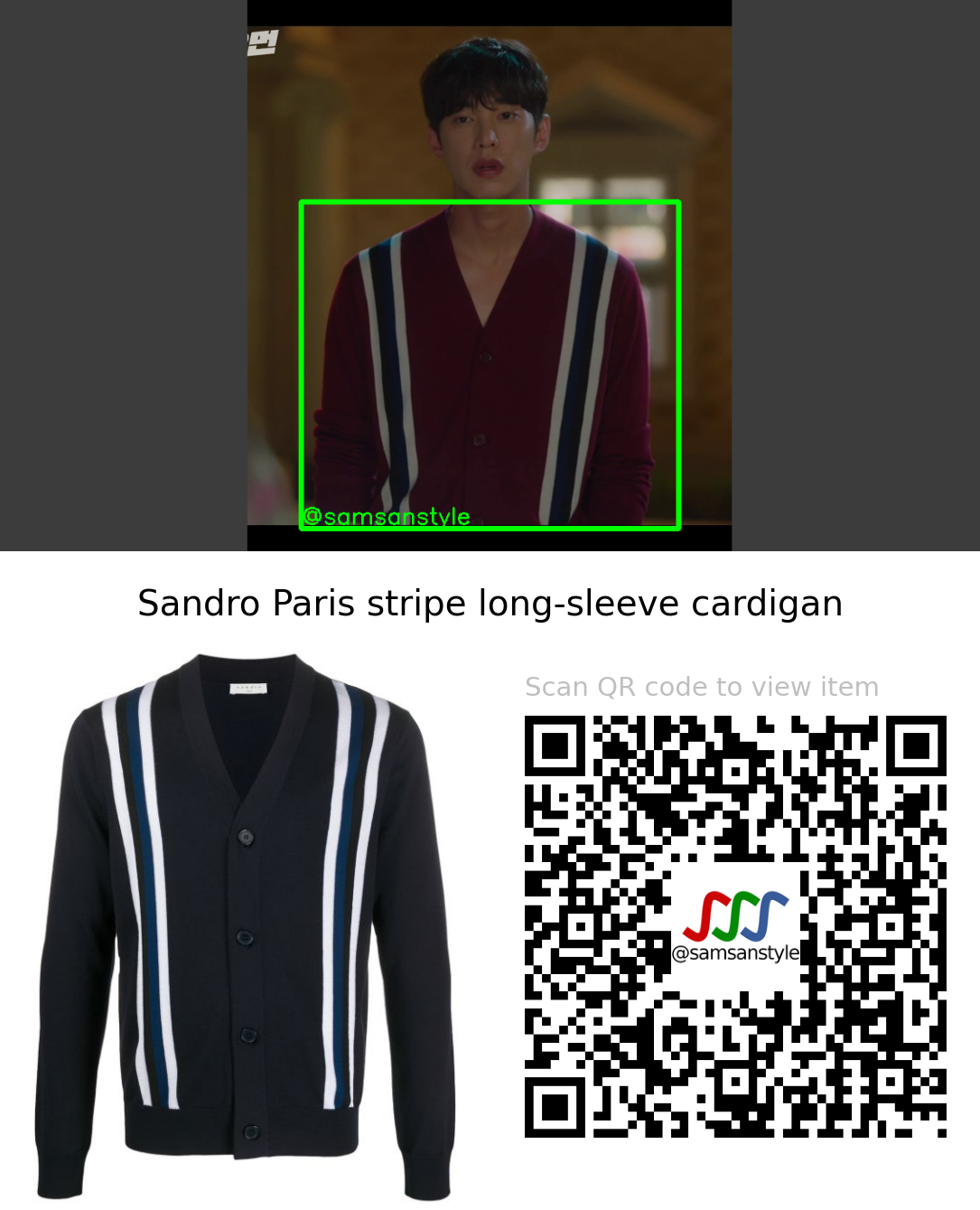 Song Won Seok | One the Woman E09 | Sandro Paris stripe long-sleeve cardigan