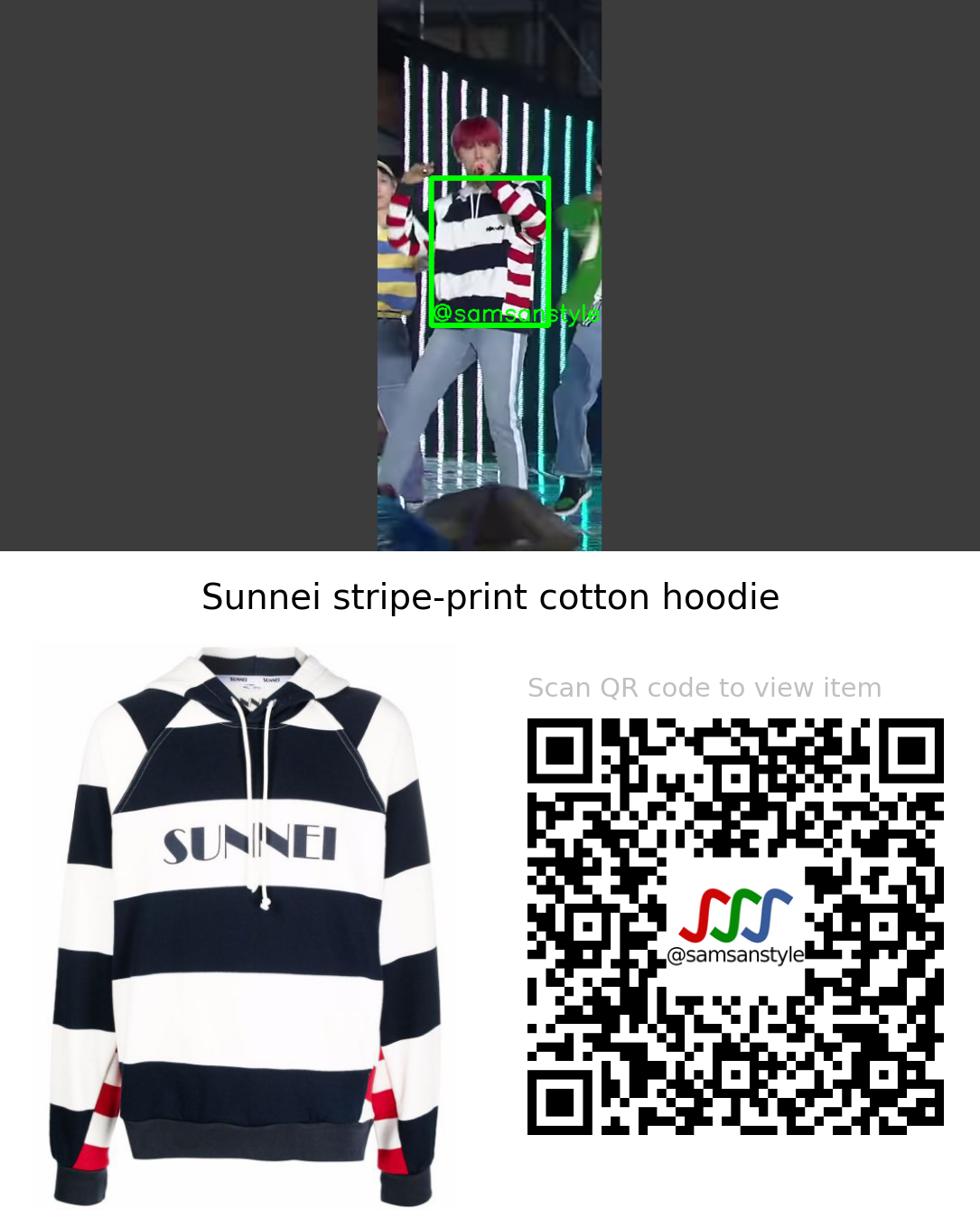 AB6IX Woojin | CHERRY 2021 Asia Song Festival | Sunnei stripe-print cotton hoodie