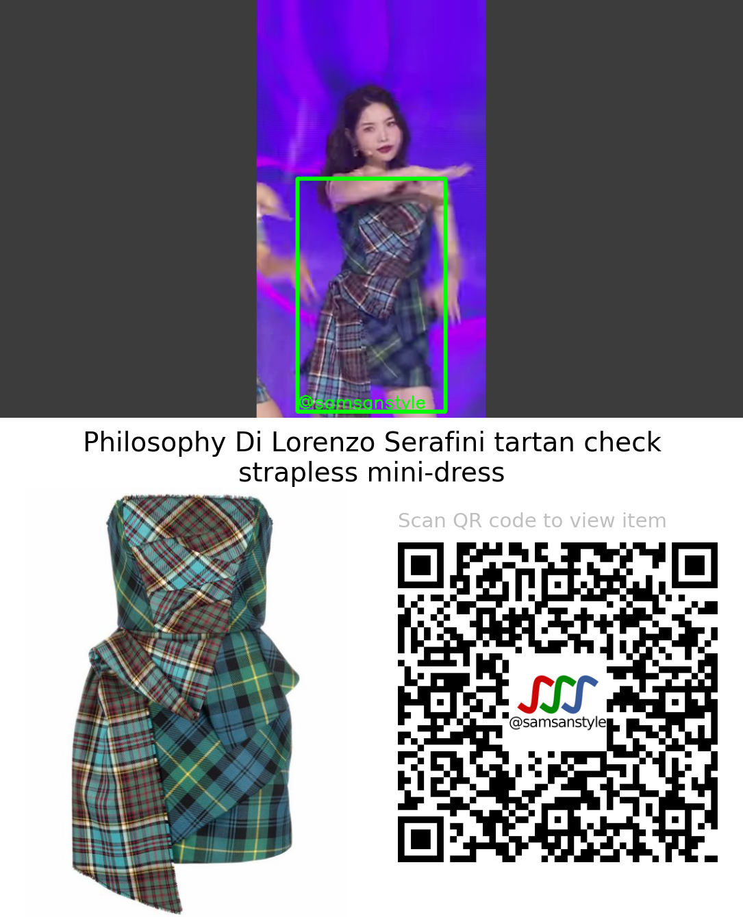 Weki Meki Rina | Siesta SBS MTV The Show | Philosophy Di Lorenzo Serafini tartan check strapless mini-dress