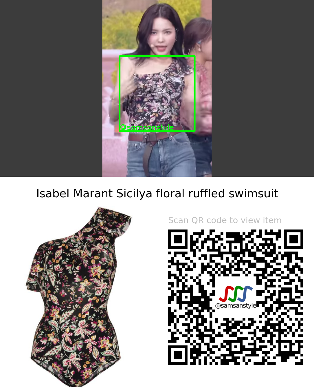 Weki Meki Rina | Siesta KBS Music Bank | Isabel Marant Sicilya floral ruffled swimsuit