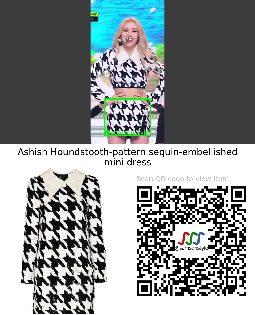 Jeon Somi | DUMB DUMB 2021 MAMA Nomination Special | Ashish Houndstooth-pattern sequin-embellished mini dress