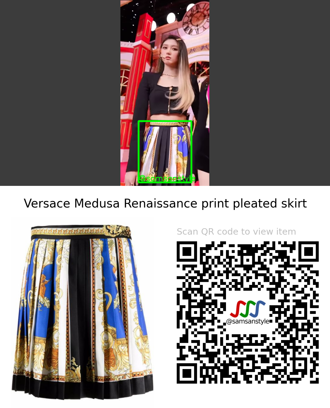 IVE Gaeul | ELEVEN SBS Inkigayo | Versace Medusa Renaissance print pleated skirt