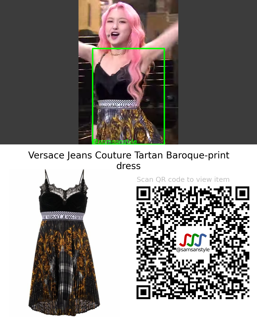 Rocking Doll Ahri | Rocking doll KBS Music Bank | Versace Jeans Couture Tartan Baroque-print dress