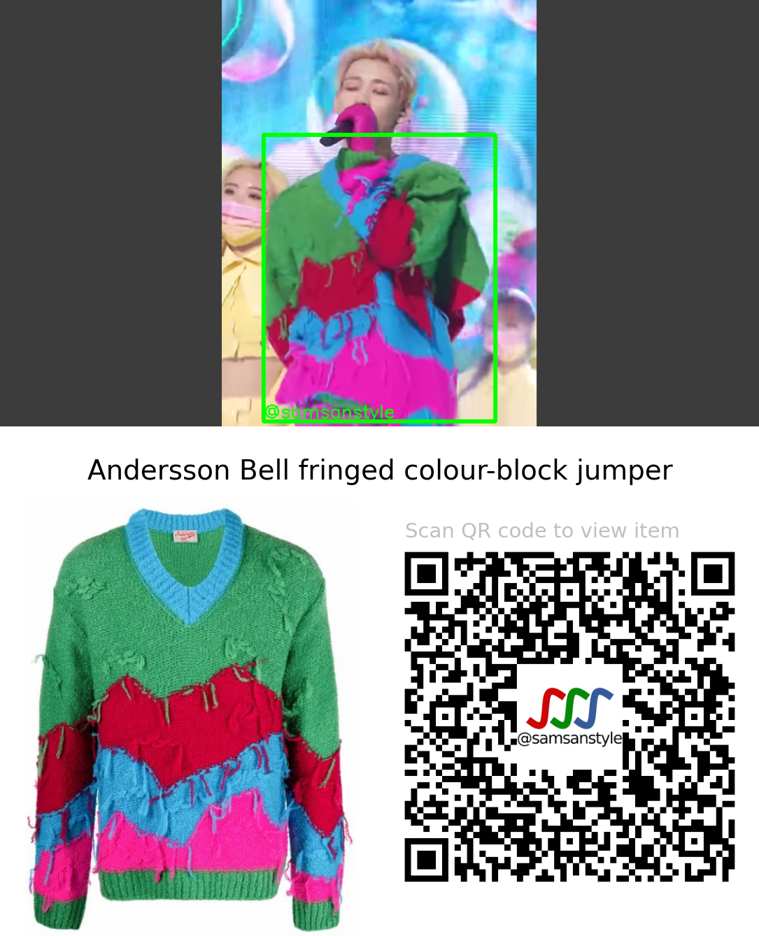 BamBam | Slow Mo SBS Inkigayo | Andersson Bell fringed colour-block jumper