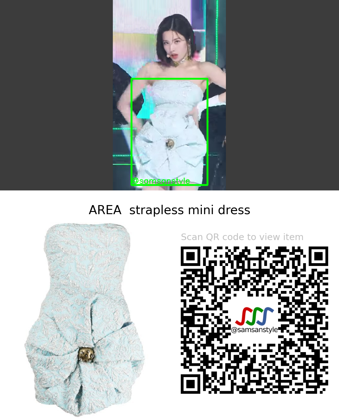 Kwon Eunbi | Glitch SBS Inkigayo | AREA strapless mini dress