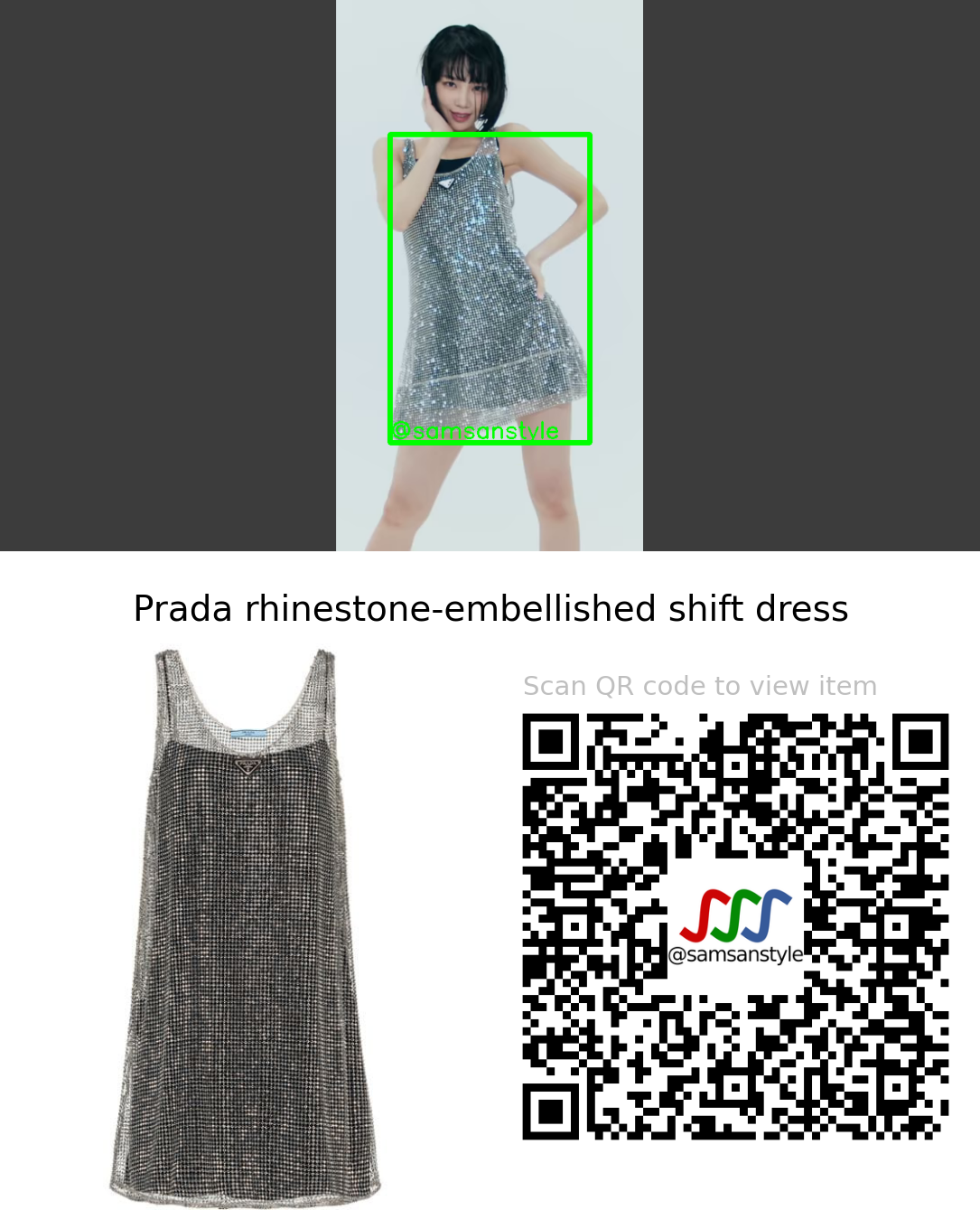 LE SSERAFIM Kim Chaewon | Prada rhinestone-embellished shift dress 