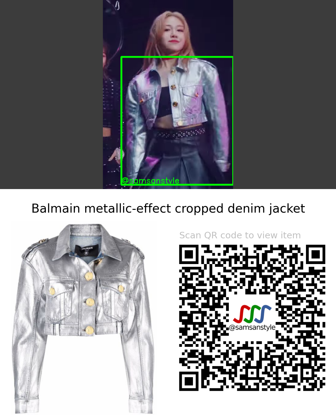 Rocket Punch Dahyun | CHIQUITA Performance Version MV | Balmain metallic-effect cropped denim jacket