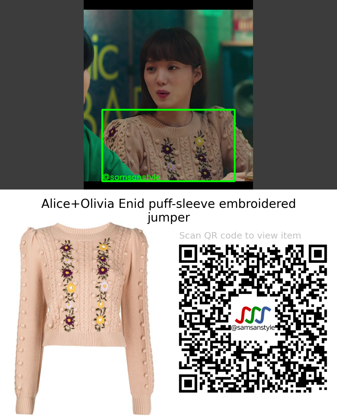Lee Sungkyung | Shooting Stars E10 | Alice+Olivia Enid puff-sleeve embroidered jumper