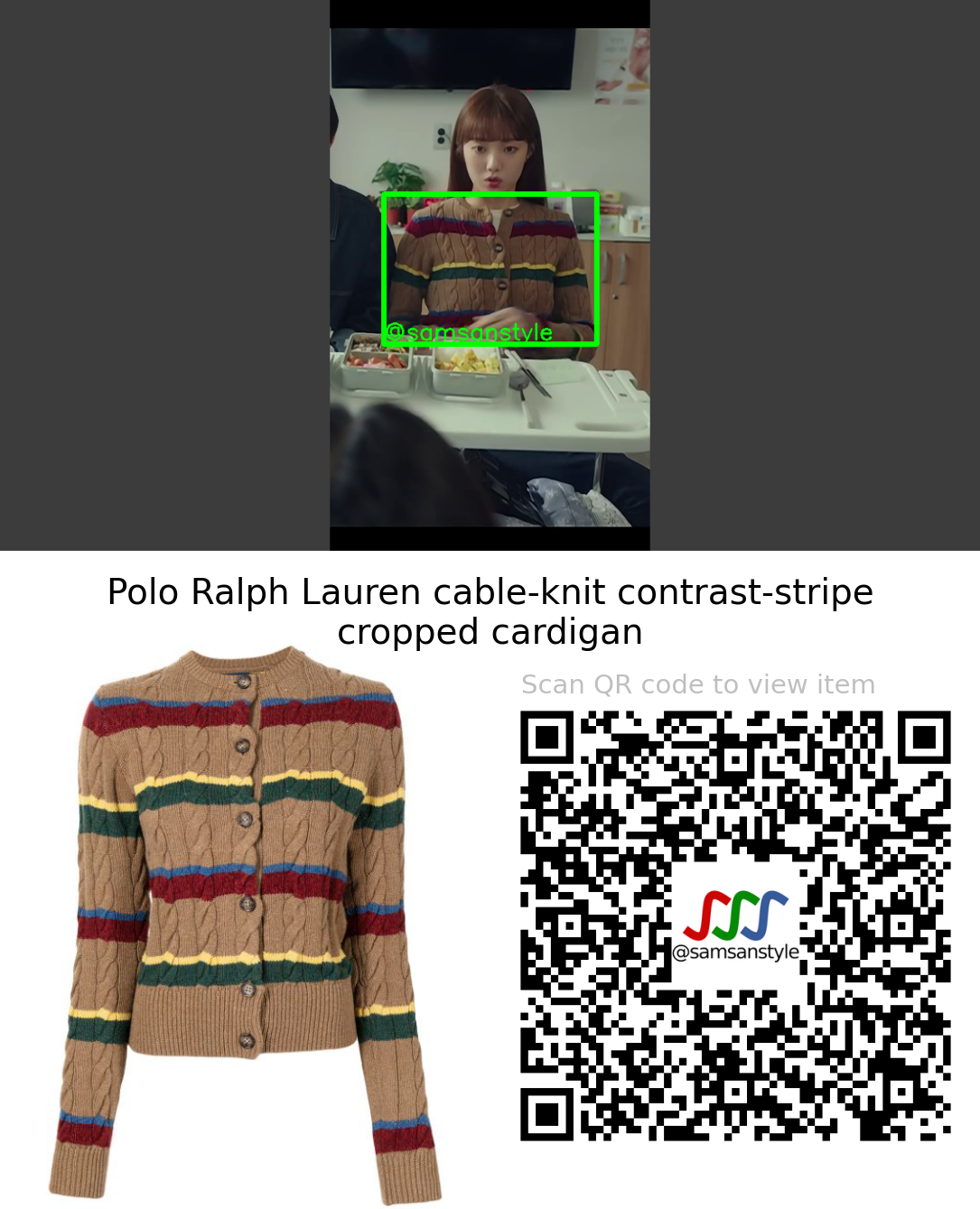 Lee Sungkyung | Shooting Stars E04 | Polo Ralph Lauren cable-knit contrast-stripe cropped cardigan