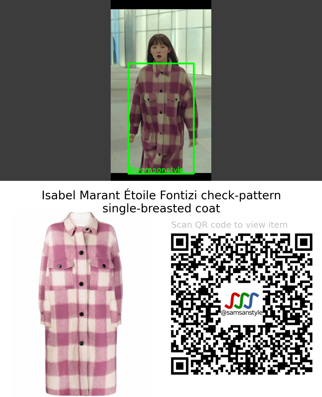 Lee Sungkyung | Shooting Stars E08 | Isabel Marant Étoile Fontizi check-pattern single-breasted coat