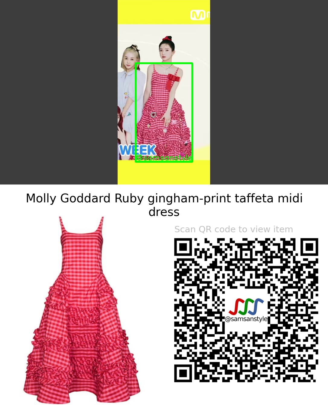 Kep1er Yujin | Up! MV | Molly Goddard Ruby gingham-print taffeta midi dress