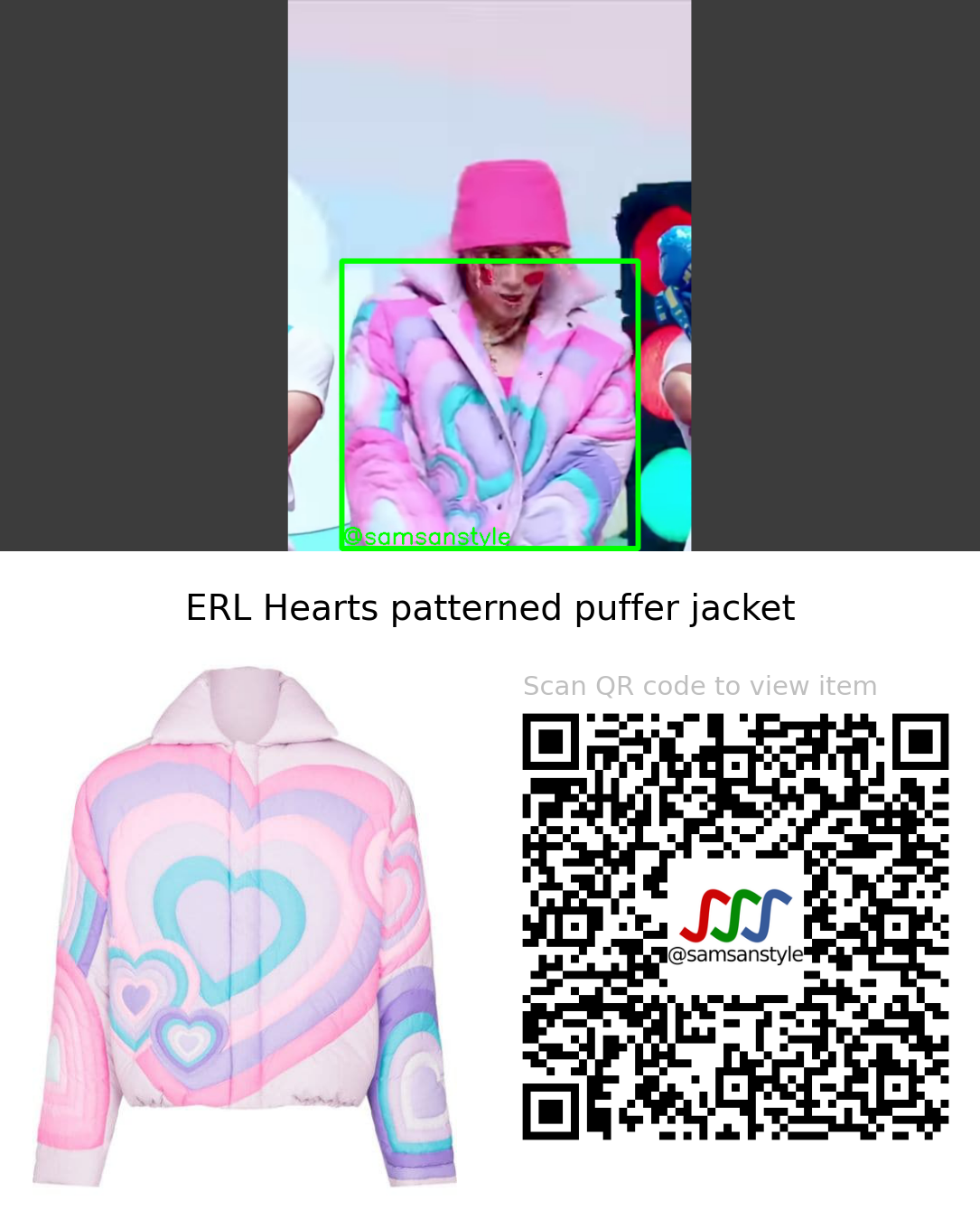 Dawn | Stupid Cool Mnet M Countdown | ERL Hearts patterned puffer jacket