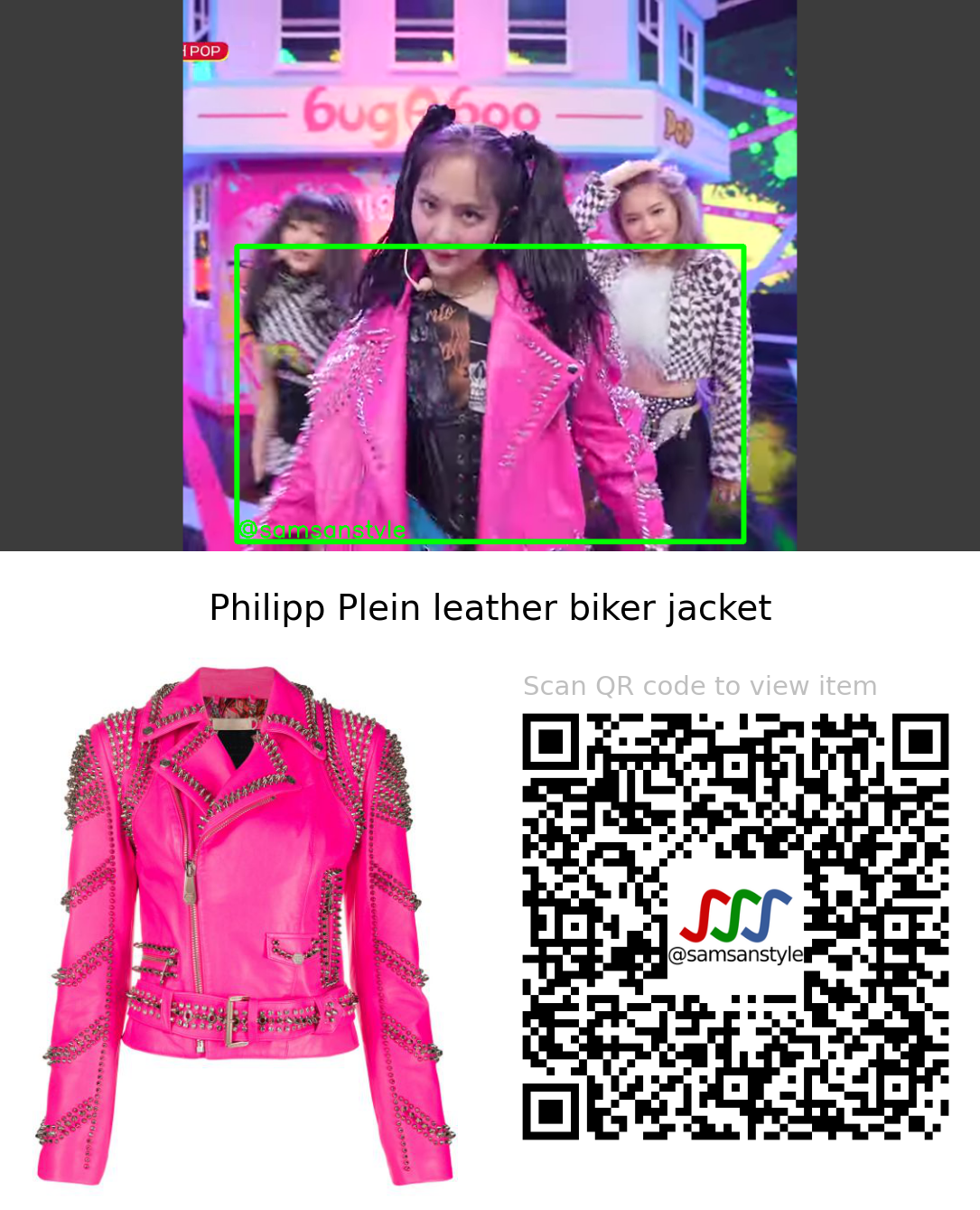 bugAboo Cyan | POP SBS MTV The Show | Philipp Plein leather biker jacket