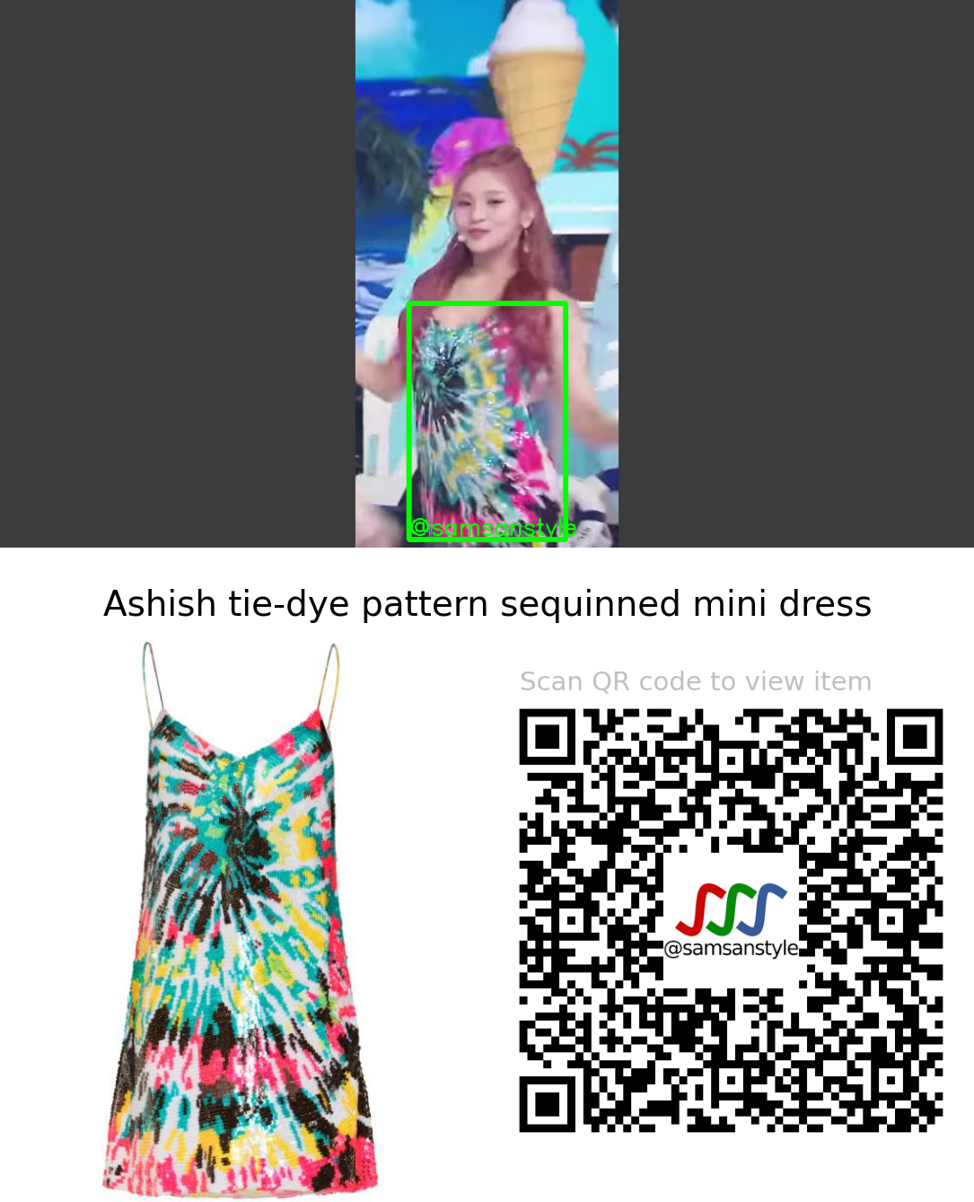 VIVIZ Umji | LOVEADE SBS Inkigayo | Ashish tie-dye pattern sequinned mini dress