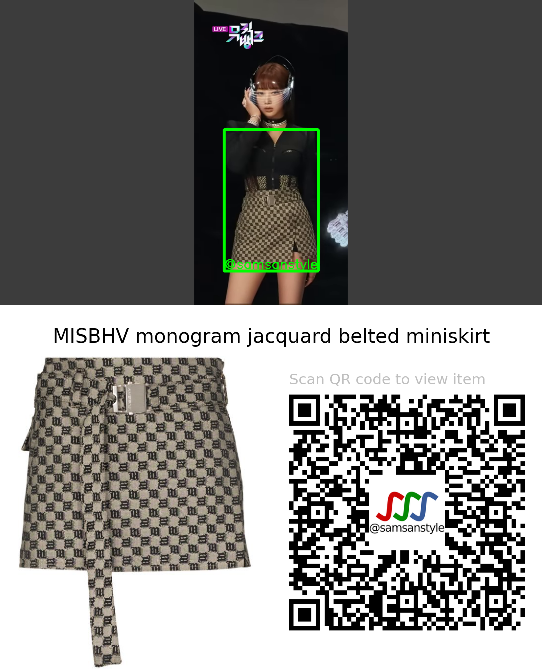 aespa Giselle | Girls KBS Music Bank | MISBHV monogram jacquard belted miniskirt