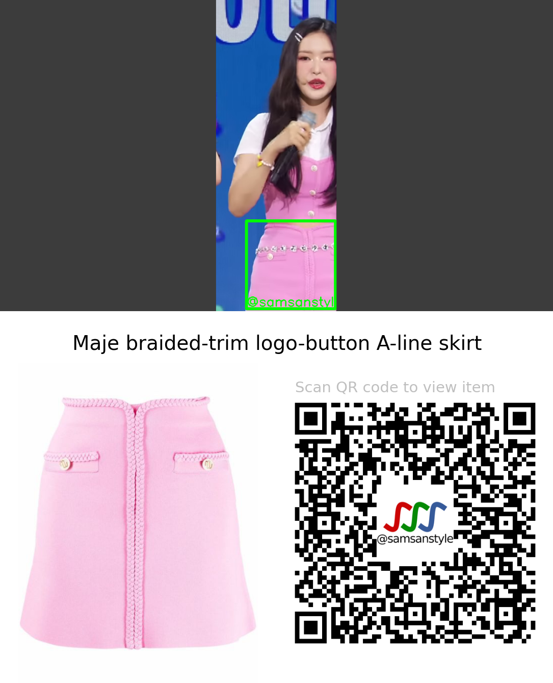 LOONA Olivia Hye | Flip That SBS MTV The Show | Maje braided-trim logo-button A-line skirt