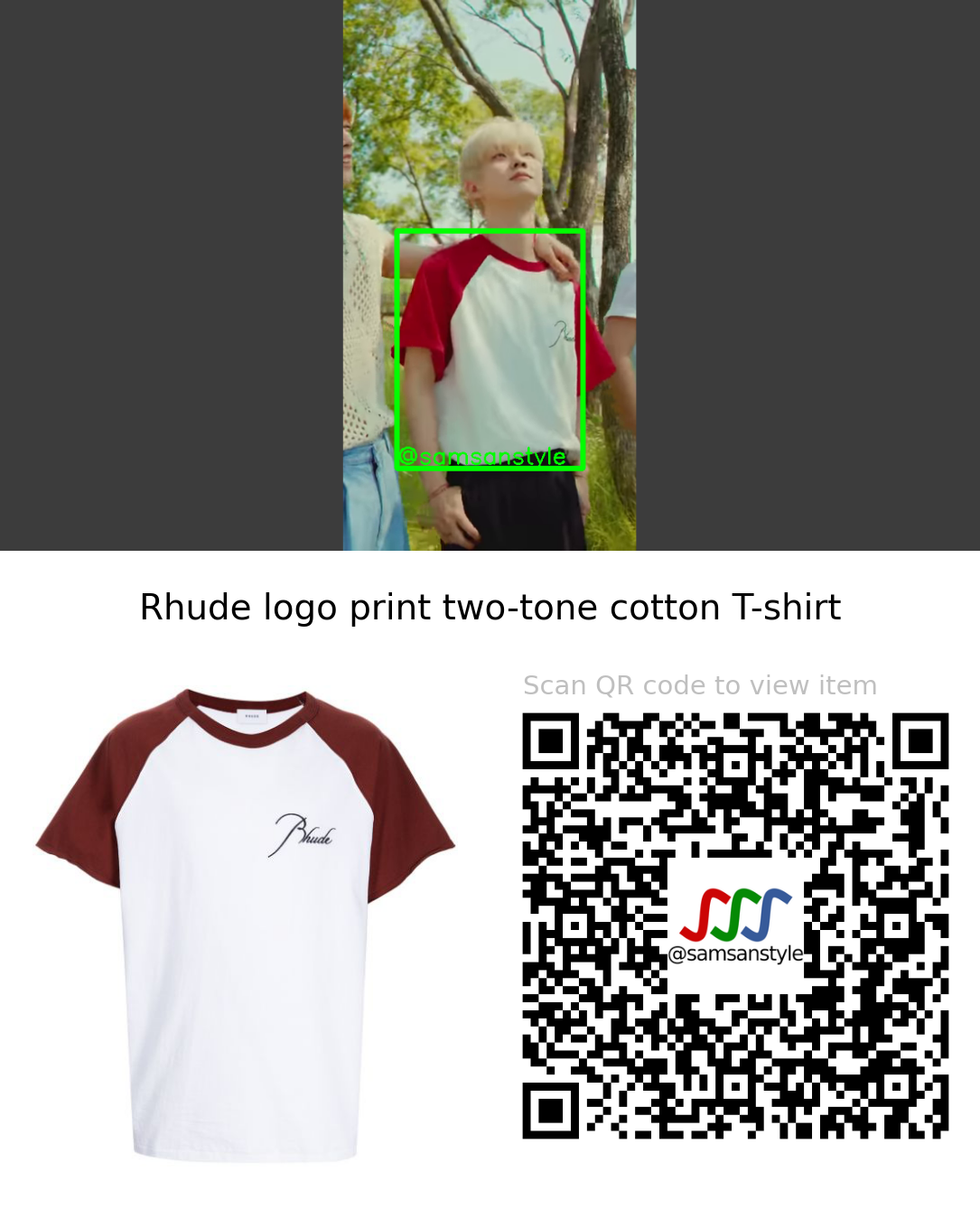 The Boyz Q | Timeless MV | Rhude logo print two-tone cotton T-shirt