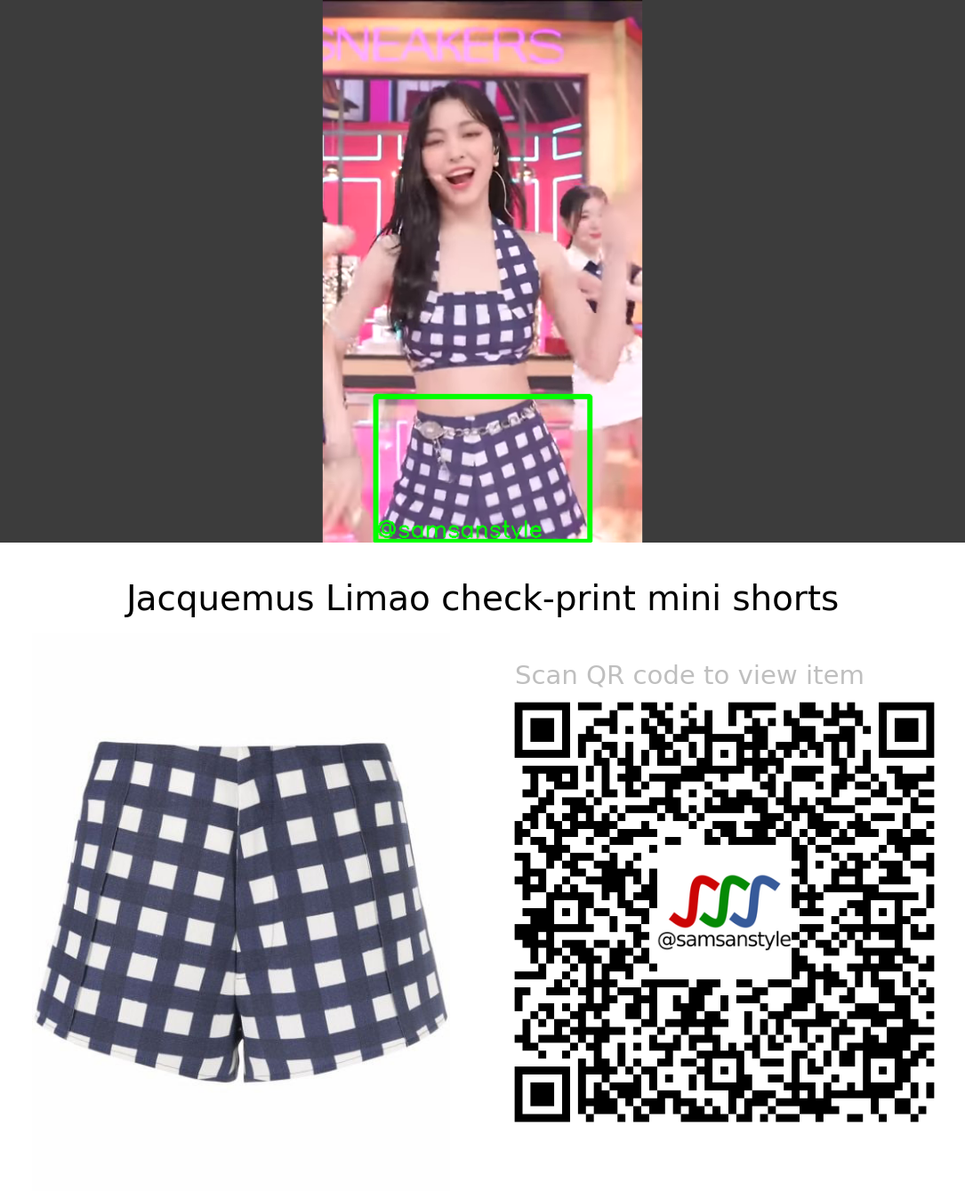 ITZY Ryujin | SNEAKERS SBS Inkigayo | Jacquemus Limao check-print mini shorts