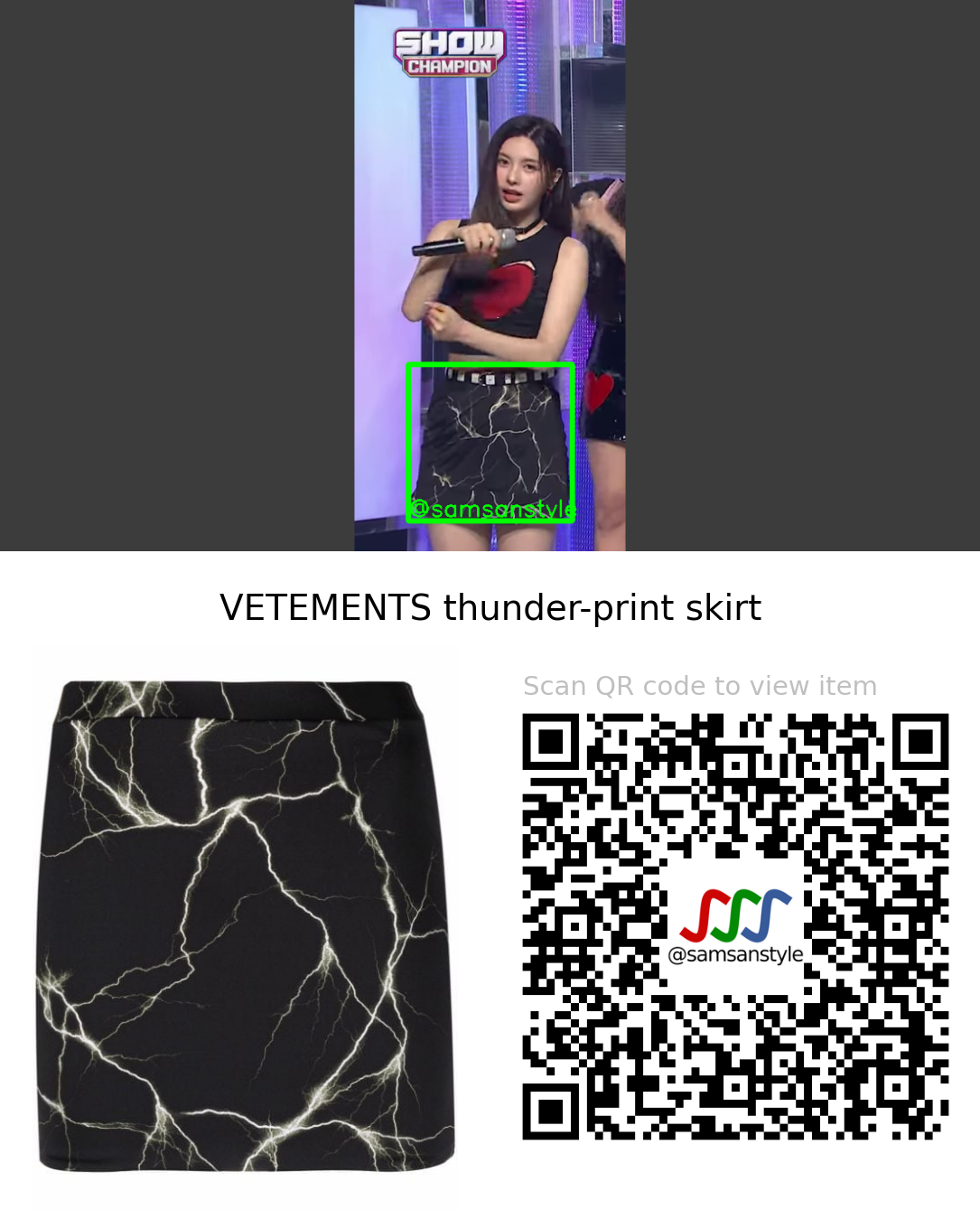 NMIXX BAE | DICE MBC M Show Champion | VETEMENTS thunder-print skirt