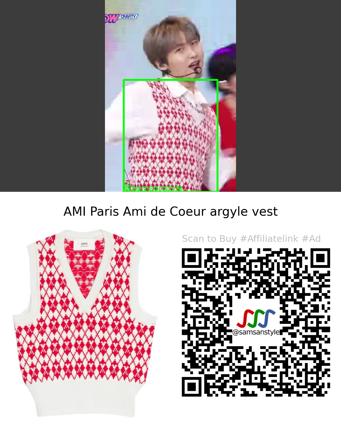 CRAVITY Woobin | SBS MTV The Show | AMI Paris Ami de Coeur argyle vest