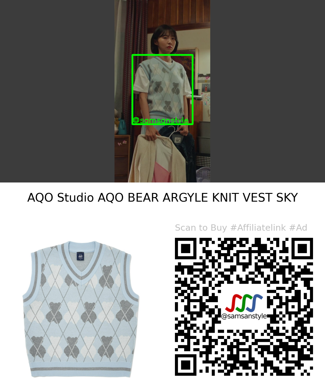 Joo Hyunyoung | Behind Every Star E03 | AQO Studio AQO BEAR ARGYLE KNIT VEST