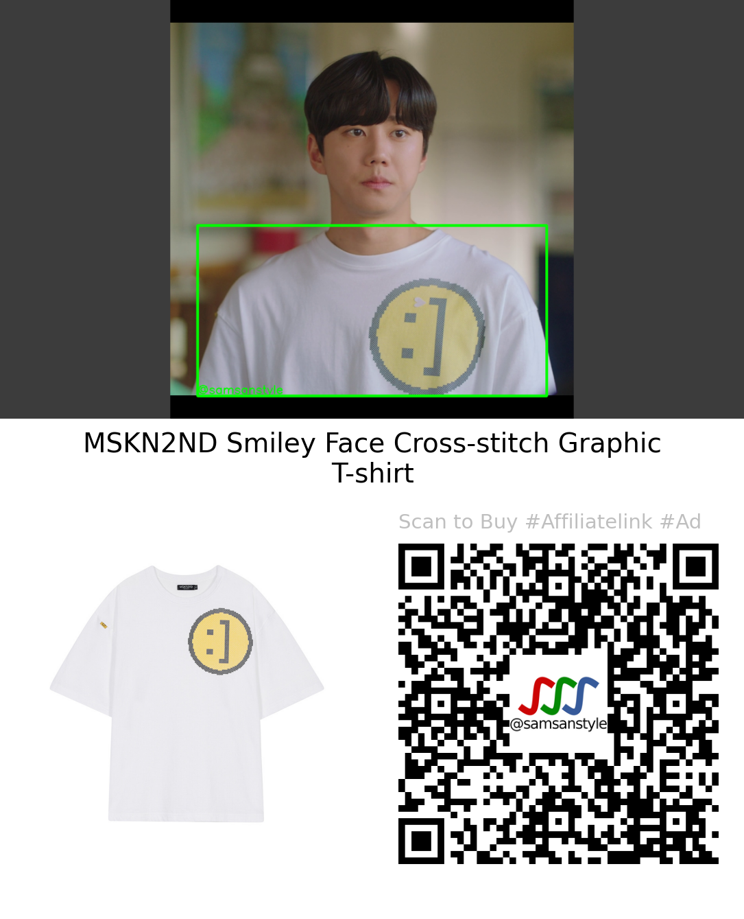 Lee Junyoung | May I Help You E08 | MSKN2ND Smiley Face Cross-stitch Graphic T-shirt