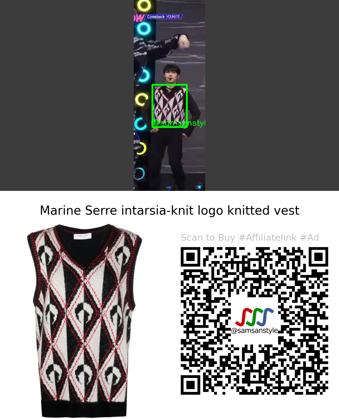 YOUNITE Eunsang | Bad Cupid SBS MTV The Show | Marine Serre intarsia-knit logo knitted vest