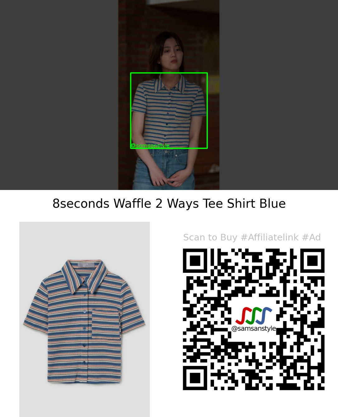 Shin Eunsoo | Summer Strike E08 | 8seconds Waffle 2 Ways Tee Shirt Blue