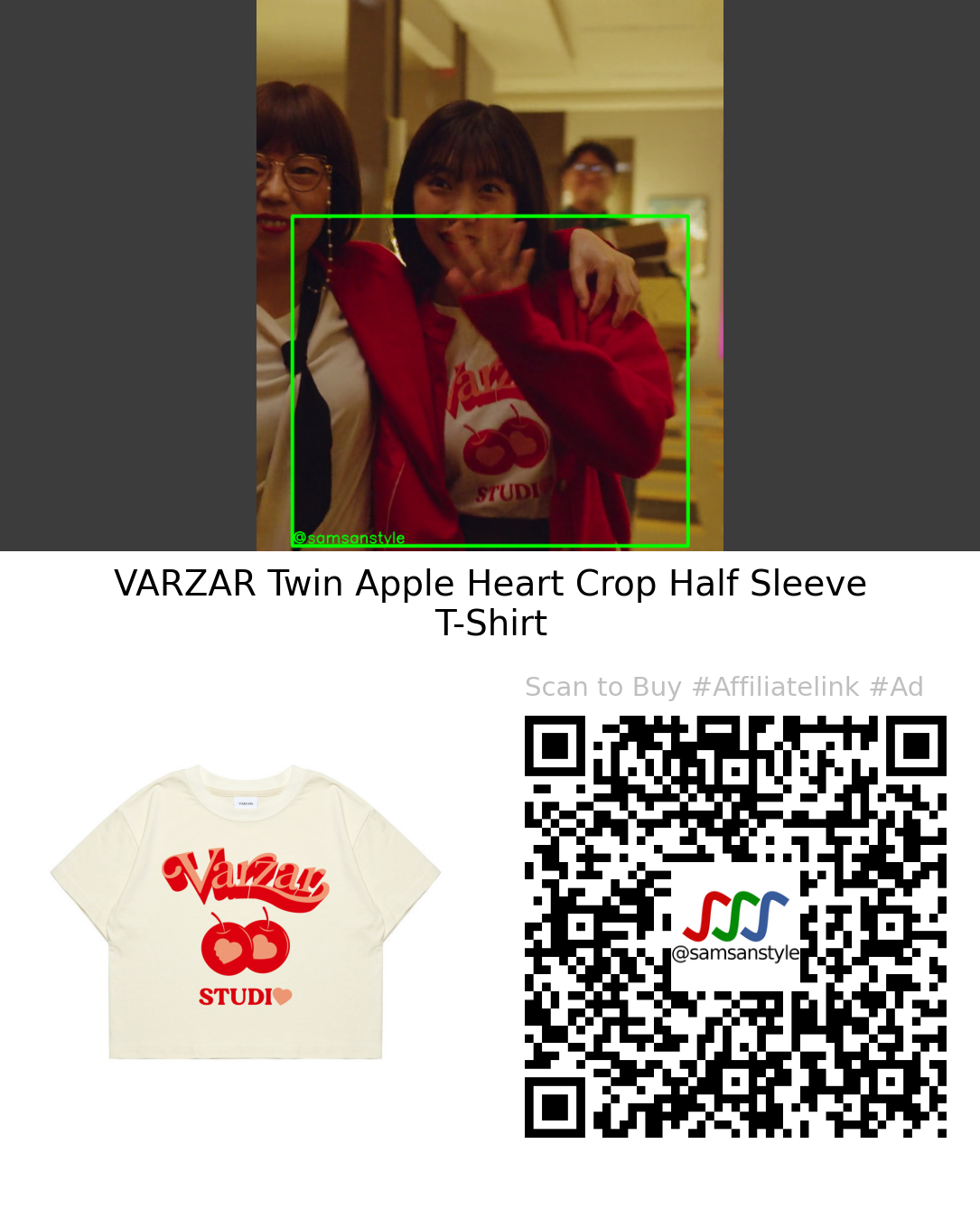 Joo Hyunyoung | Behind Every Star E12 | VARZAR Twin Apple Heart Crop Half Sleeve T-Shirt