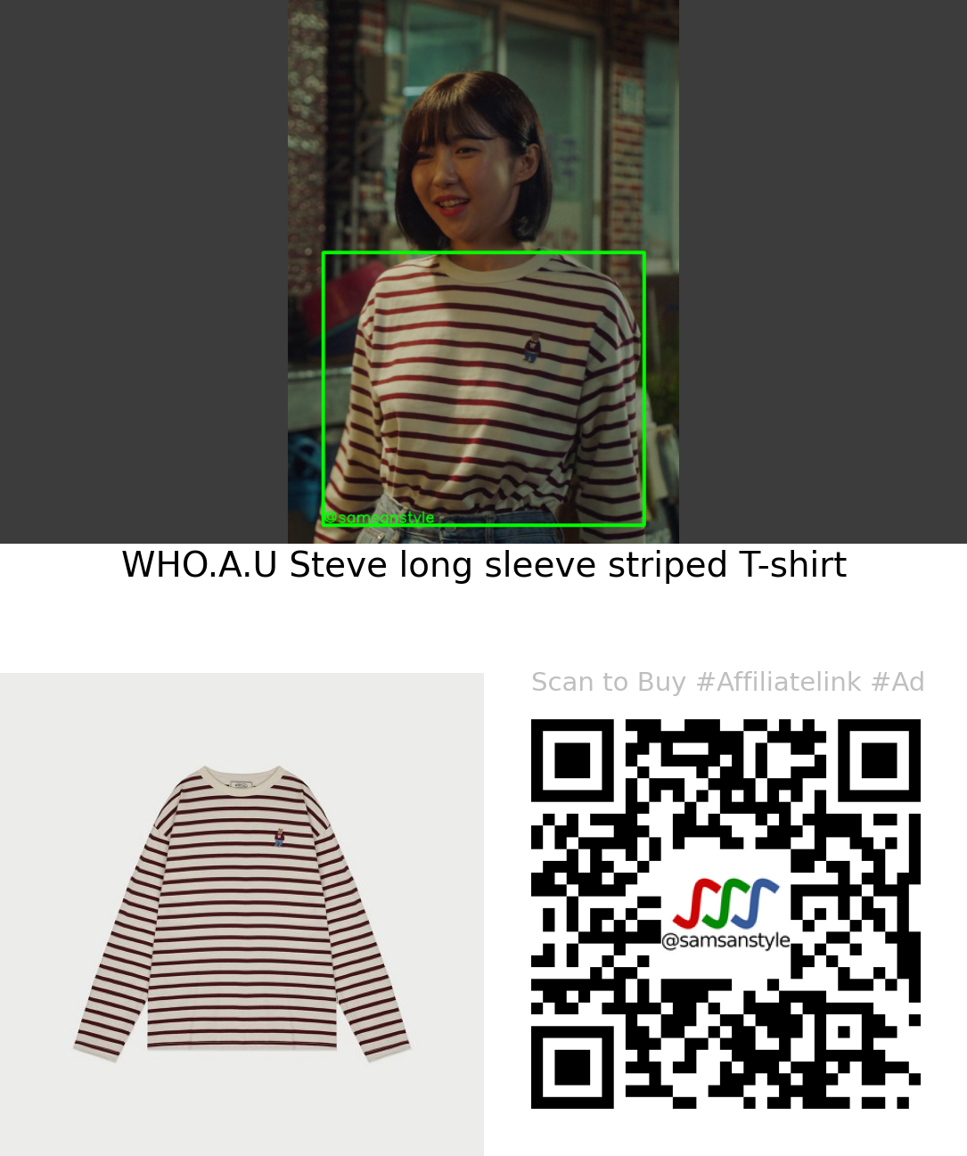 Joo Hyunyoung | Behind Every Star E12 | WHO.A.U Steve long sleeve striped T-shirt