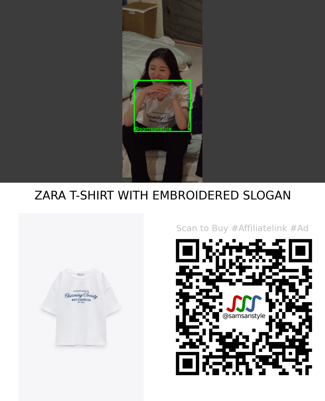 Choi Seoeun | Single’s Inferno S02E08 | ZARA T-SHIRT WITH EMBROIDERED SLOGAN