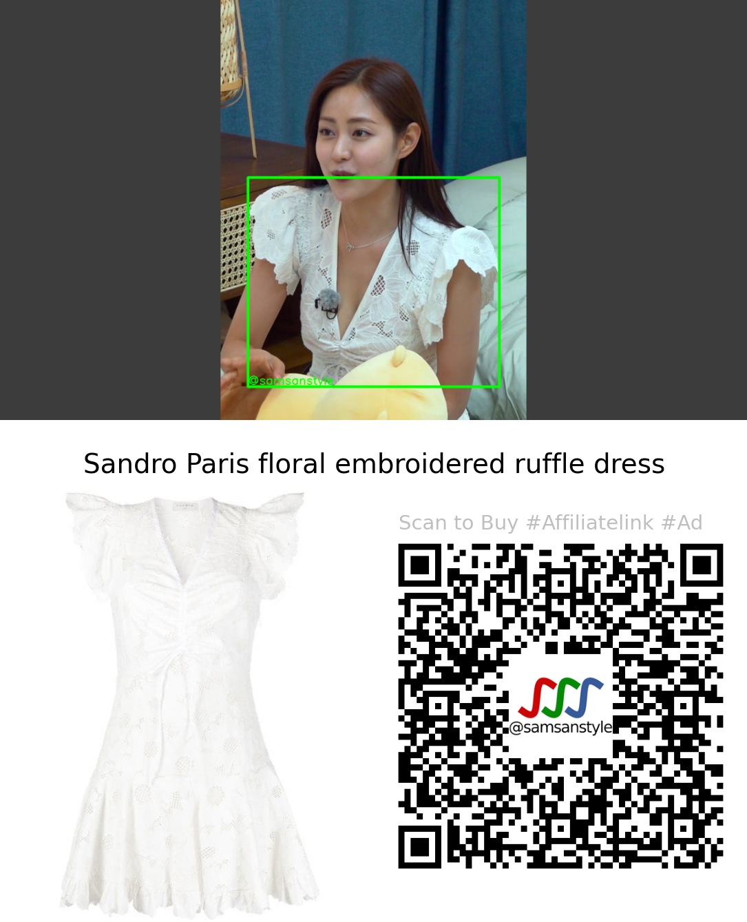 Shin Seulki | Single’s Inferno S02E09 | Sandro Paris floral embroidered ruffle dress