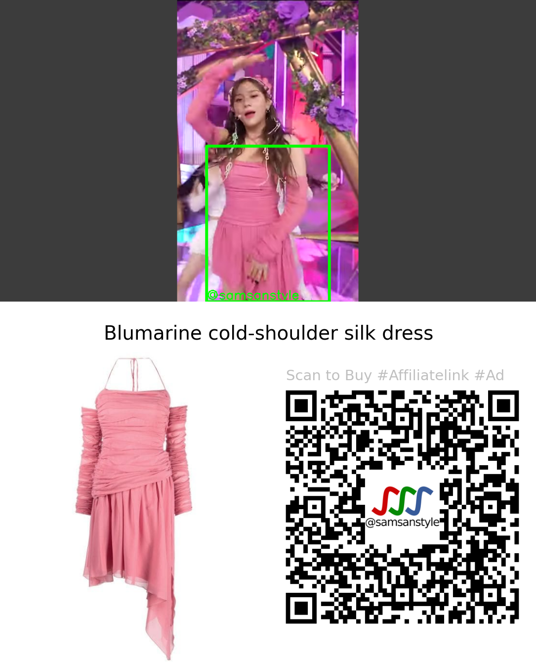 VIVIZ Umji | PULL UP SBS Inkigayo | Blumarine cold-shoulder silk dress